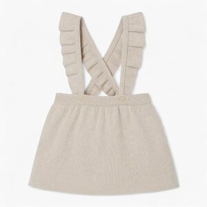 H&M Organic Cotton Knit Suspender Skirt 18M – Neutral Ruffle Strap Style